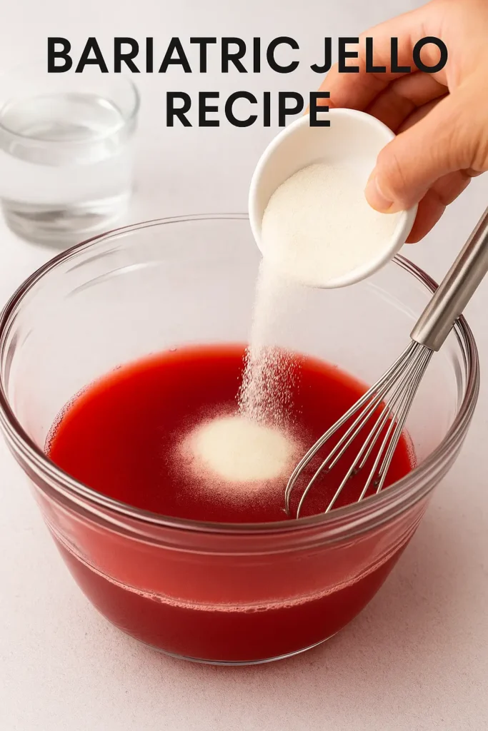 Step-by-step preparation of bariatric jello recipe.