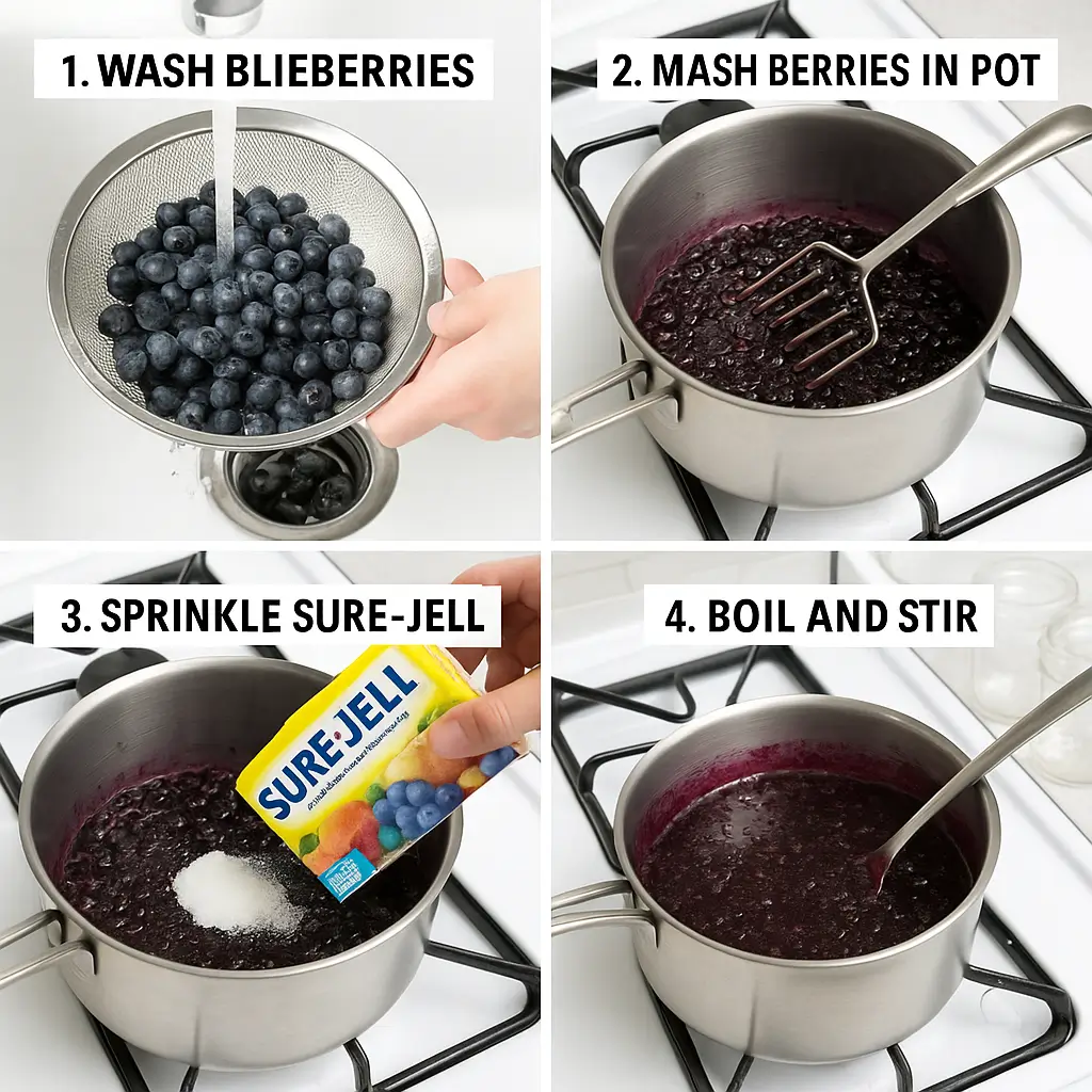 making blueberry jam recipe with sure jell