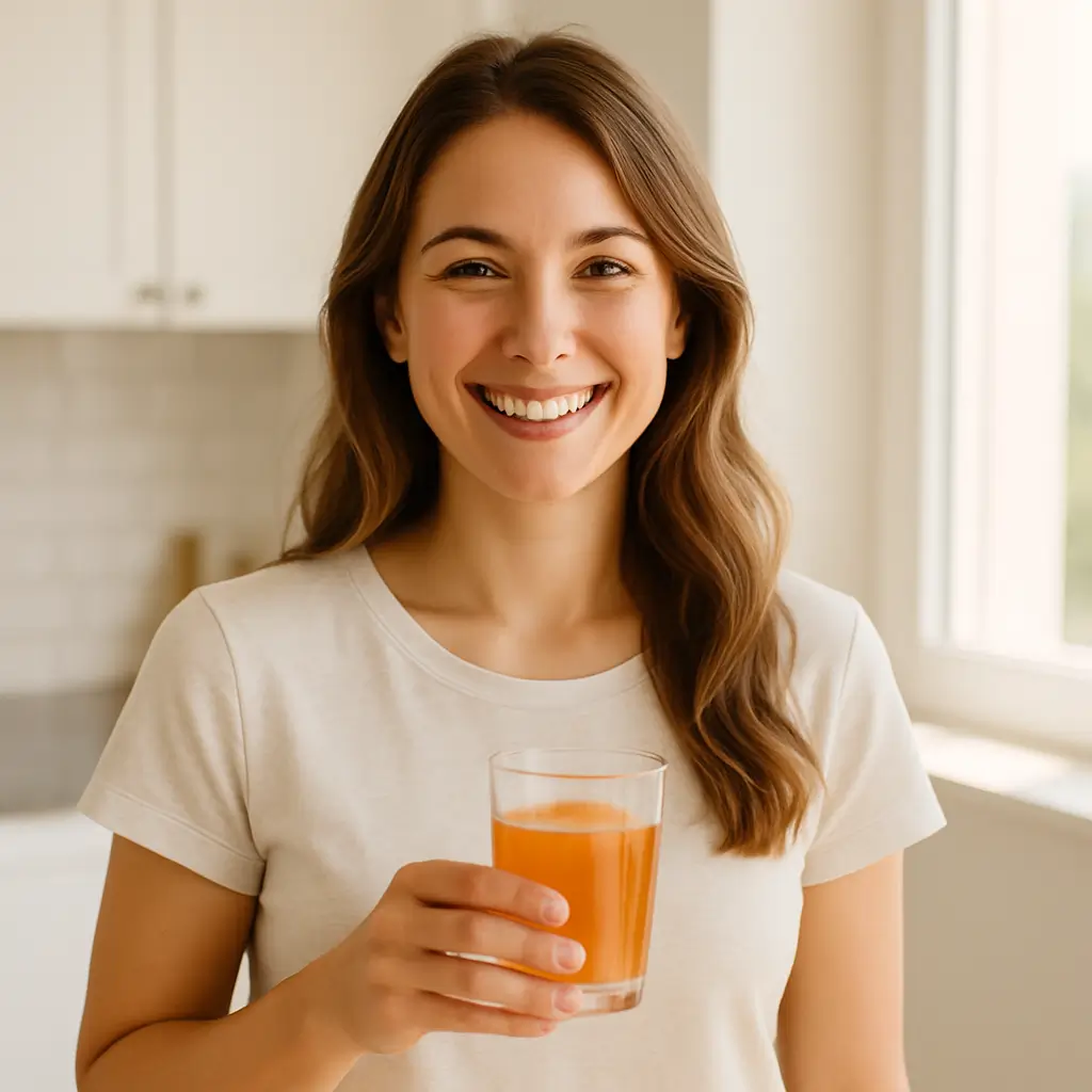 Woman enjoying the 5 second gelatin trick in the morning.