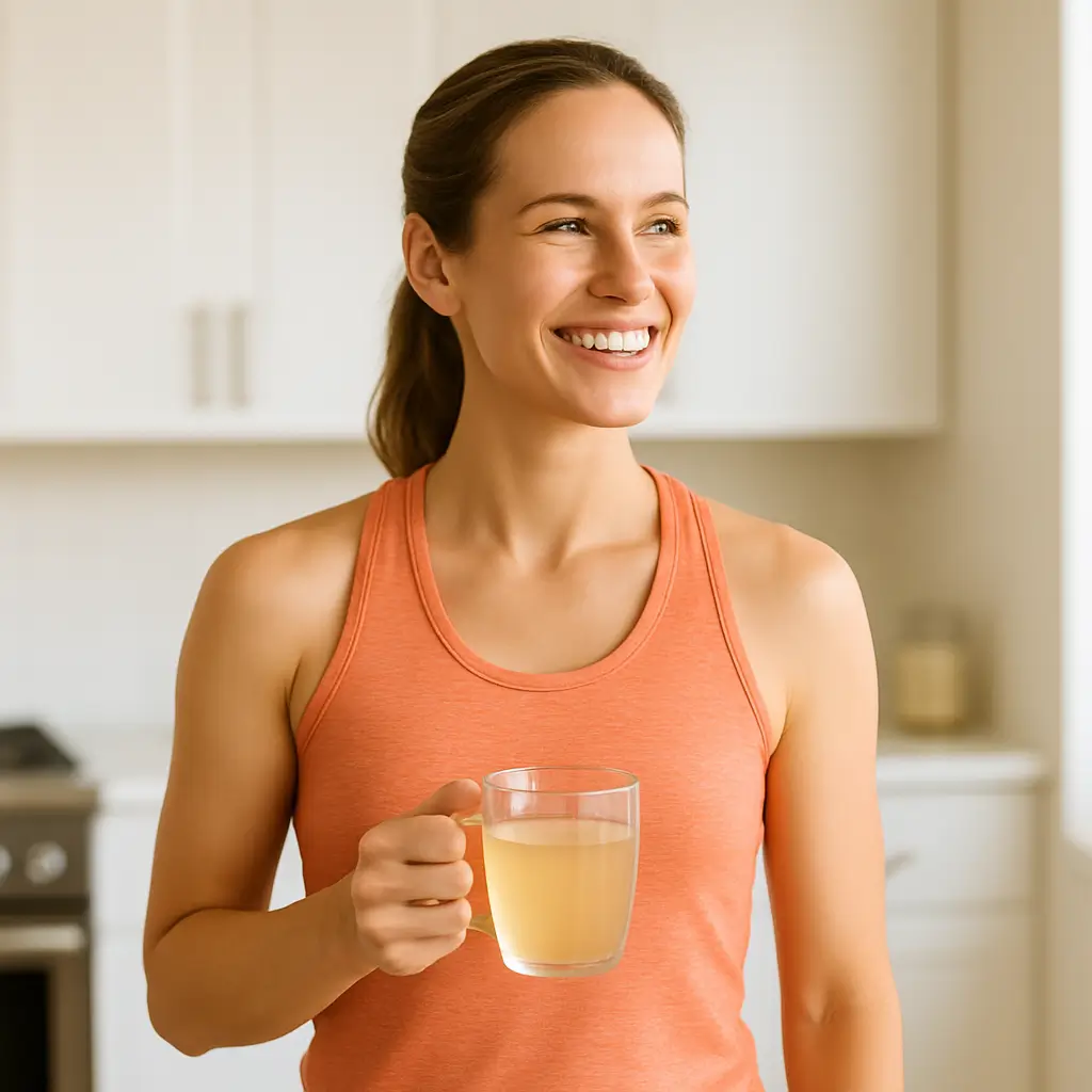Woman using Mark Hyman gelatin trick for weight loss.