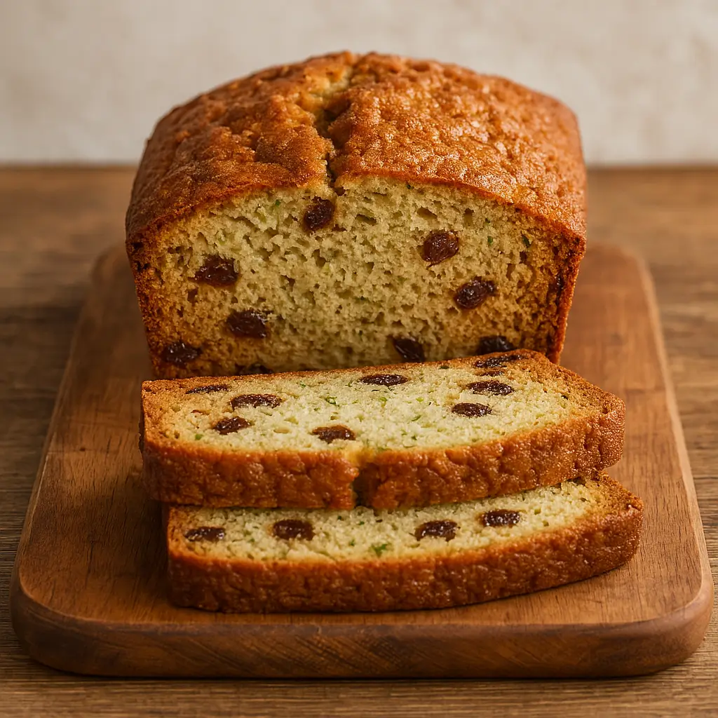 Homemade zucchini bread recipe with raisins