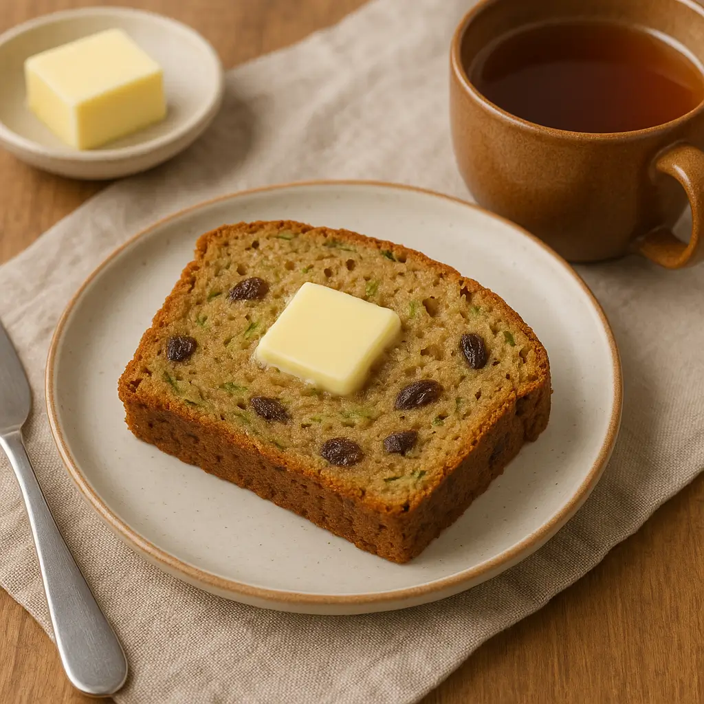Serving zucchini bread with raisins
