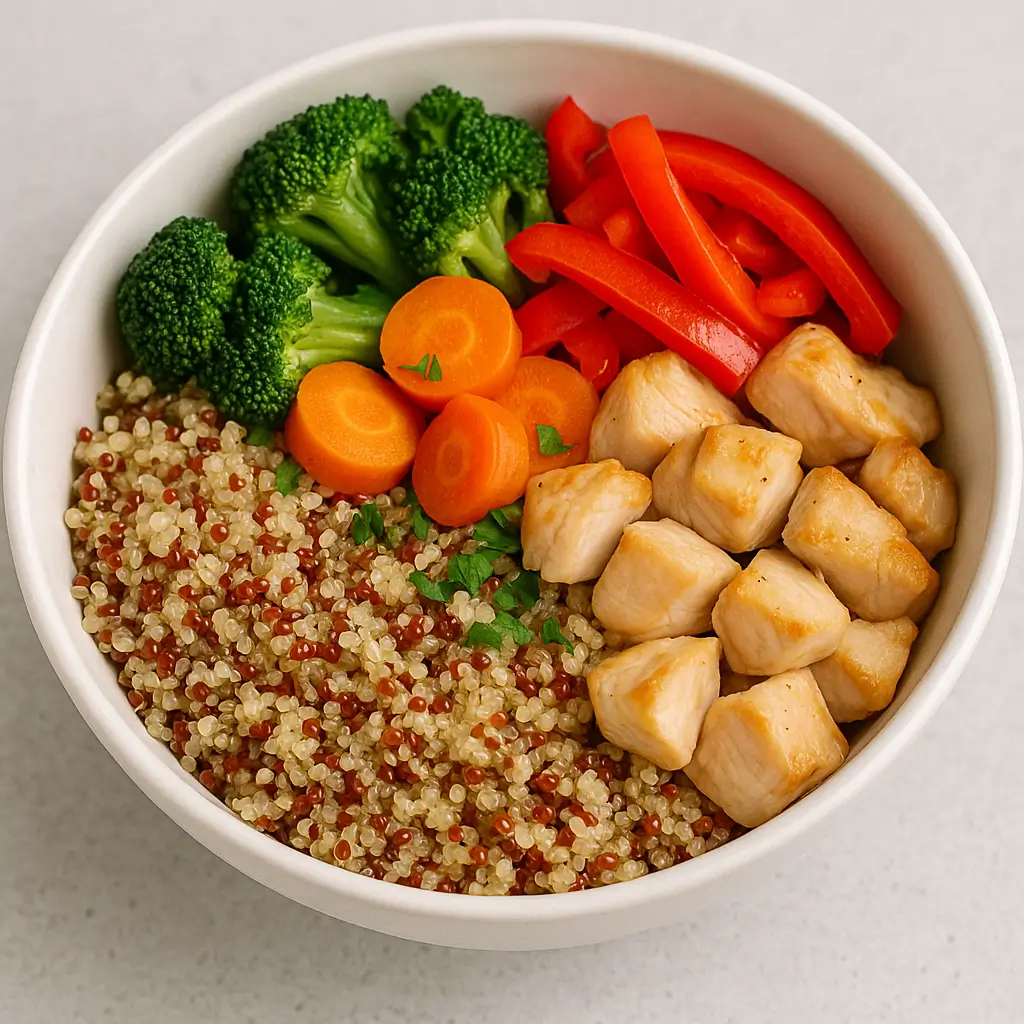 Healthy gluten free Instant Pot meal with chicken and vegetables.