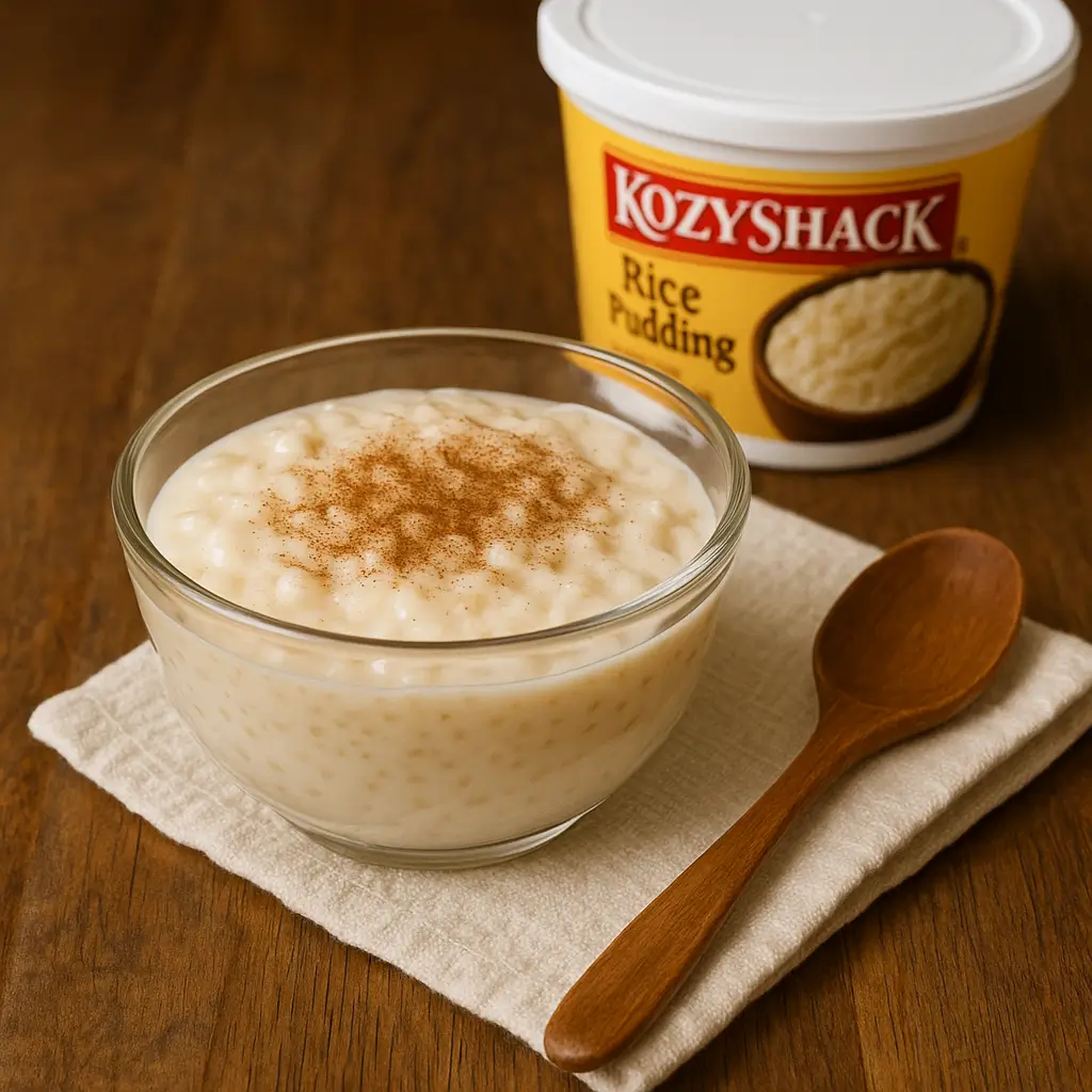 Kozy Shack Rice Pudding served with cinnamon.