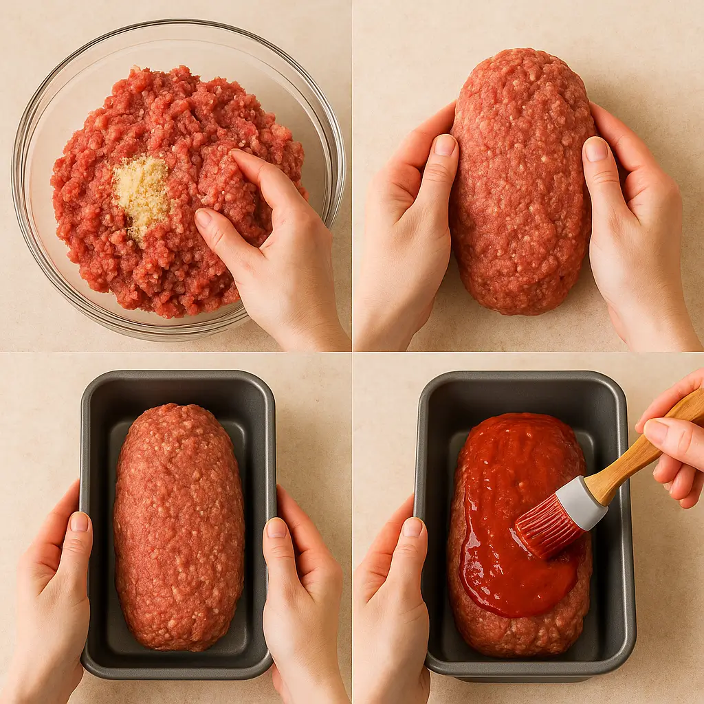 Step-by-step preparation of Lipton Onion Soup Mix Meatloaf