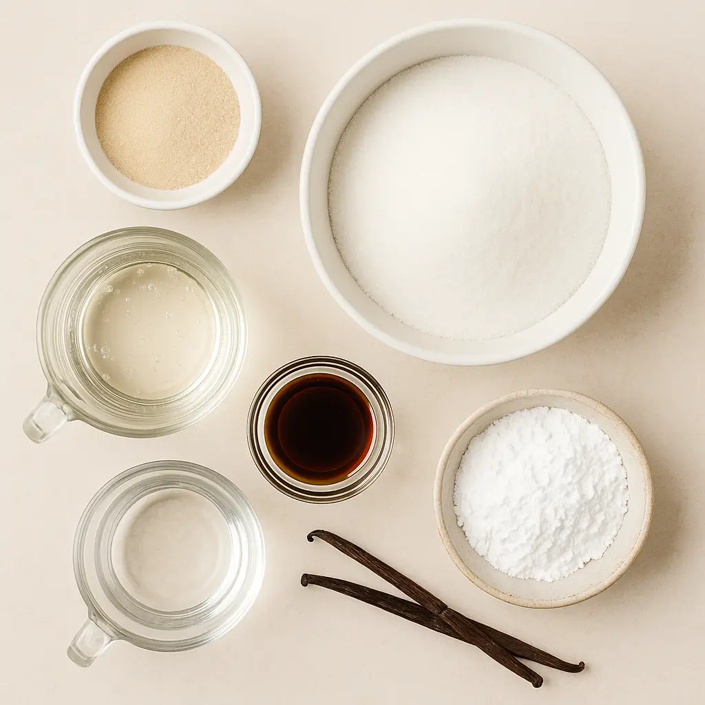 Ingredients laid out for making marshmallowsmarshmallow recipe beef gelatin