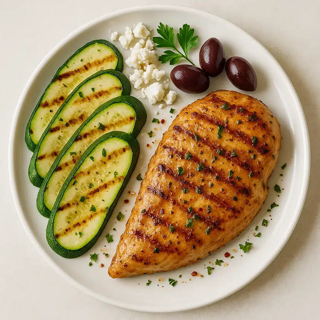 Mediterranean grilled chicken and zucchini