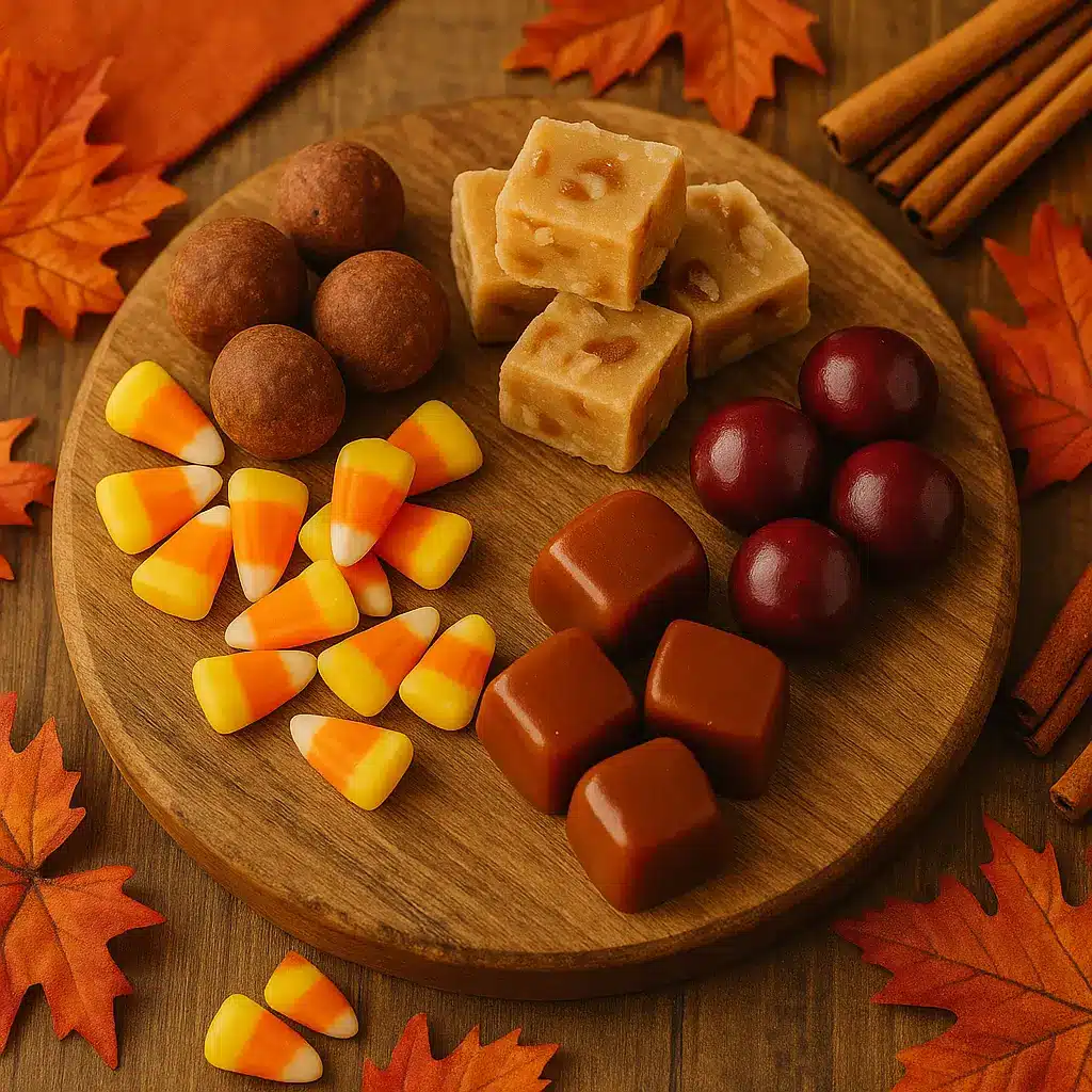 Variety of Thanksgiving candies in popular fall flavors.