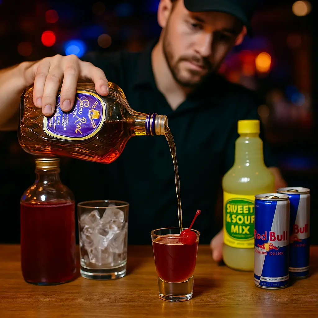 Bartender pouring Wu Tang Shot made with Crown Royal whisky