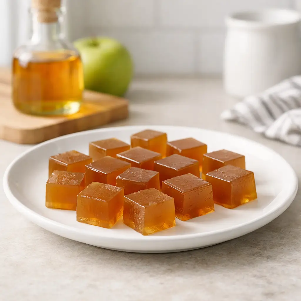 apple cider vinegar gelatin recipe prepared as homemade gelatin cubes