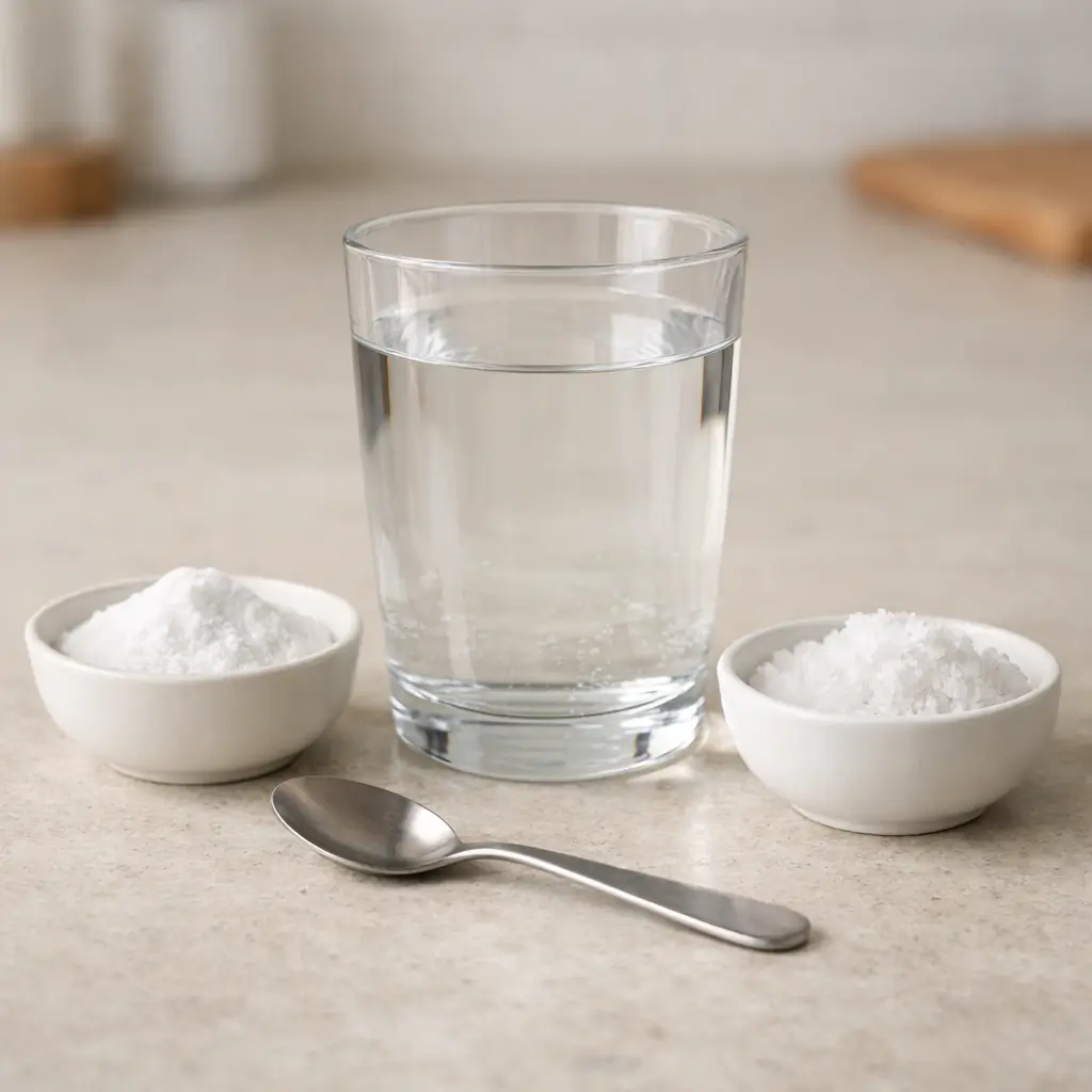 Baking soda salt trick for men recipe prepared with water, baking soda, and salt