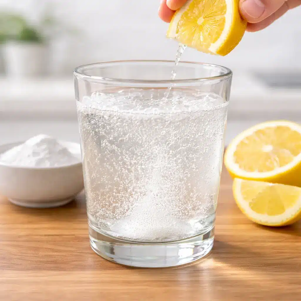 baking soda and lemon reaction in the baking soda trick recipe