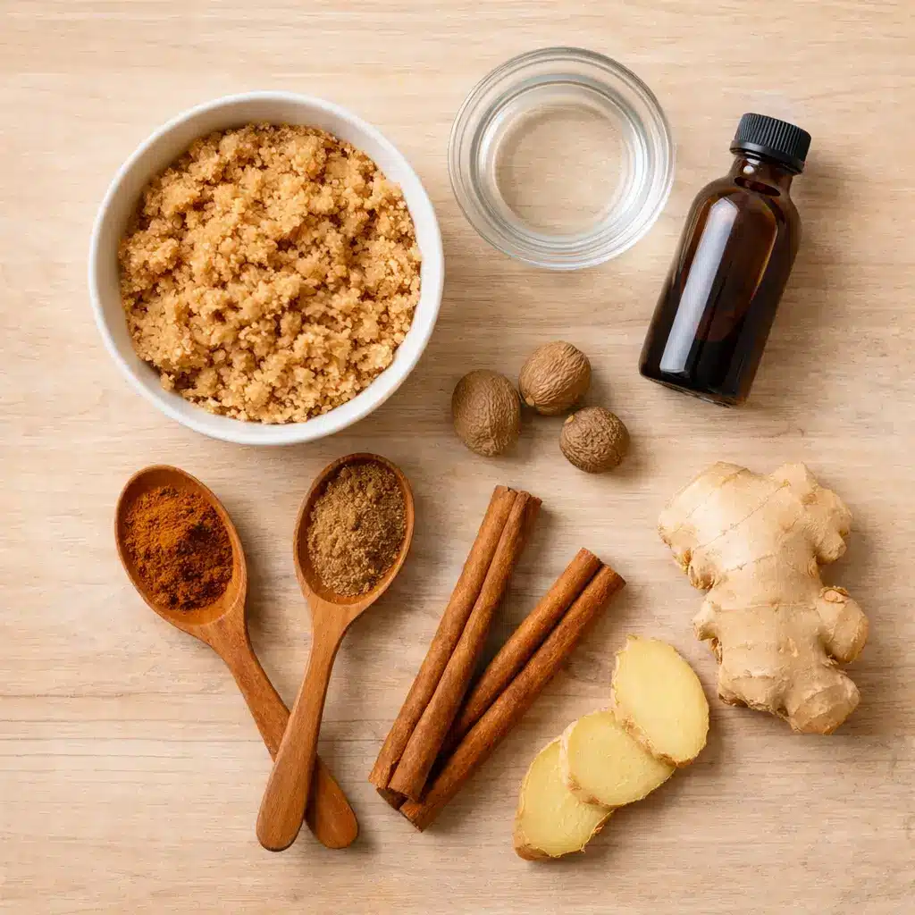 Ingredients for carrot cake syrup recipe for coffee