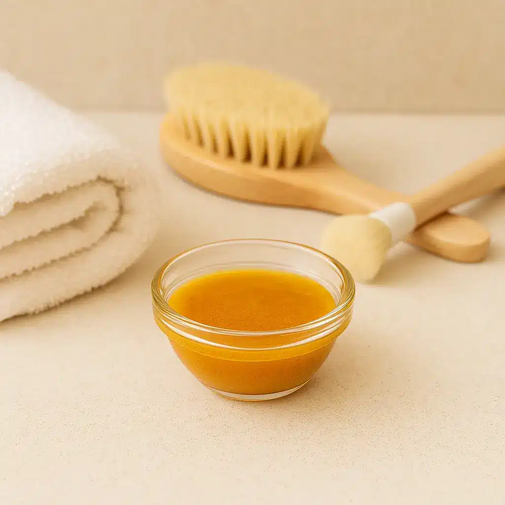 Turmeric honey mask prepared as a skincare version of the honey trick recipe.