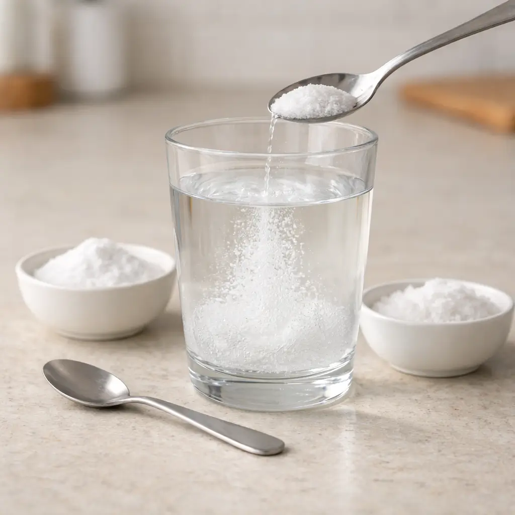 Preparing baking soda salt trick for men recipe with water