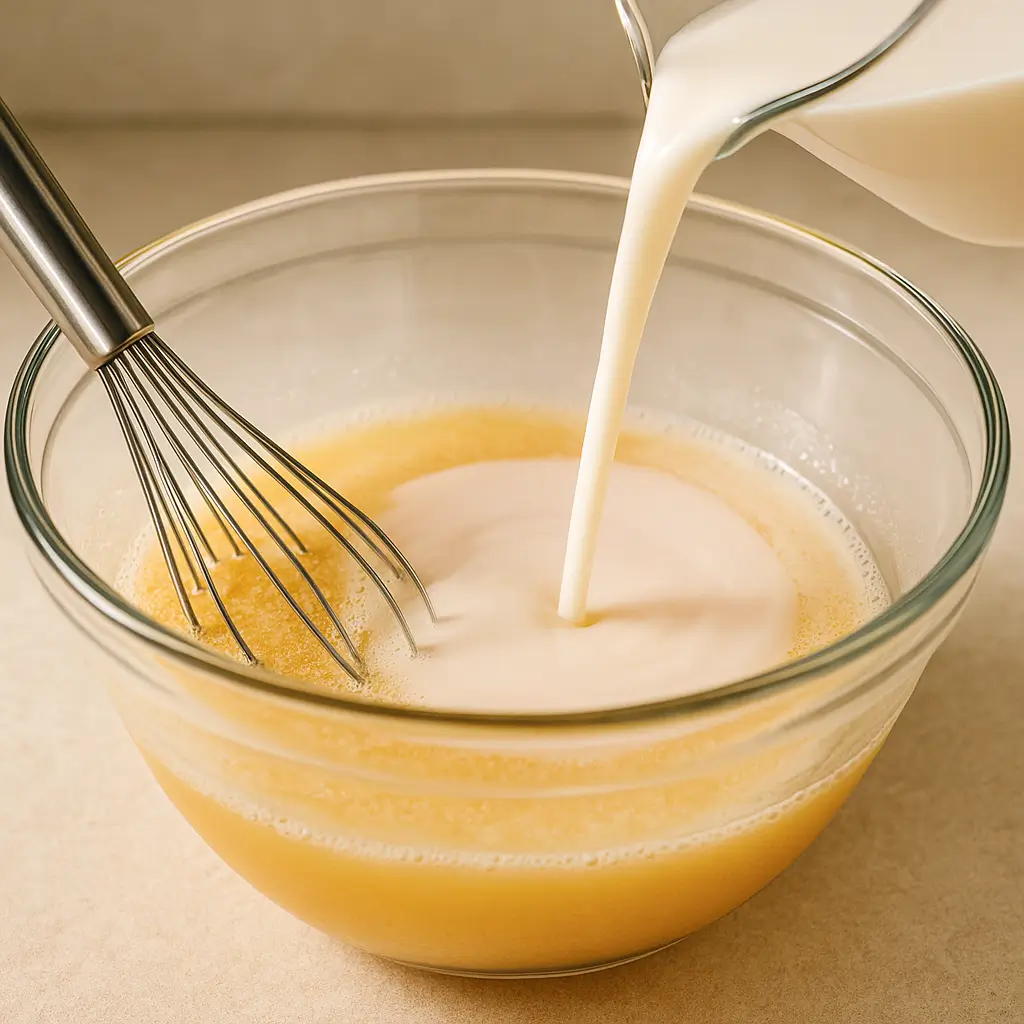 Mixing gelatin and almond milk for jello recipe