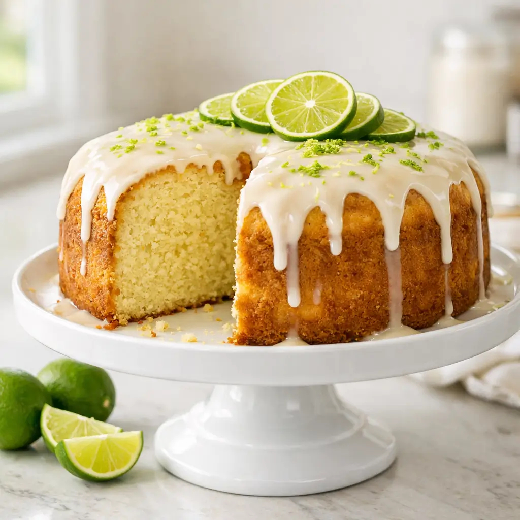 key lime sour cream pound cake recipe​ with fresh lime glaze
