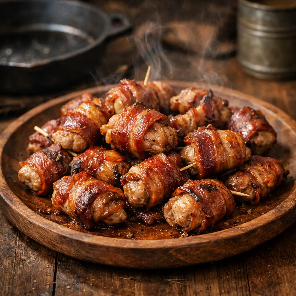 WW2 wrapped gator bites recipe with bacon wrapped alligator meat