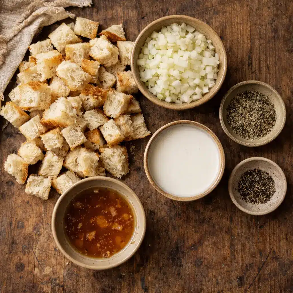 Traditional ingredients used in a 1940s bread stuffing balls recipe