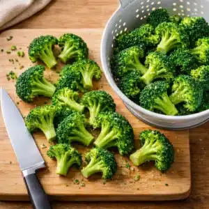 Wash the broccoli and cut it into medium-sized florets to ensure even steaming and perfect tenderness.