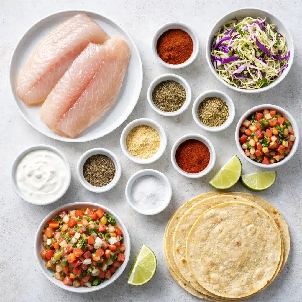 Ingredients for Miller’s Ale House blackened fish tacos recipe