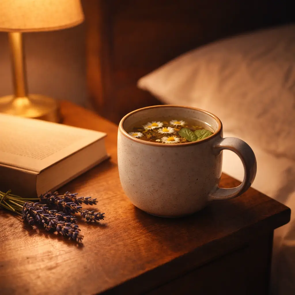 Drinking cortisol tea in the evening for relaxation