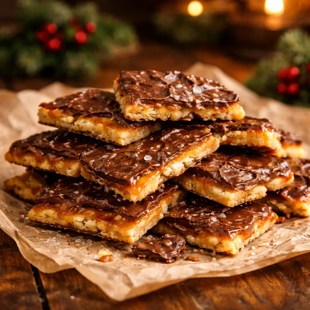 Finished Christmas crack recipe WW2 broken into rustic pieces