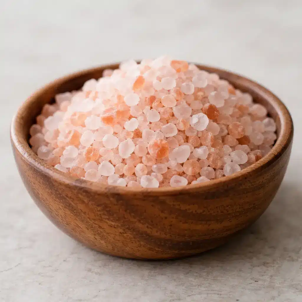 Himalayan pink salt crystals commonly used in viral wellness recipes