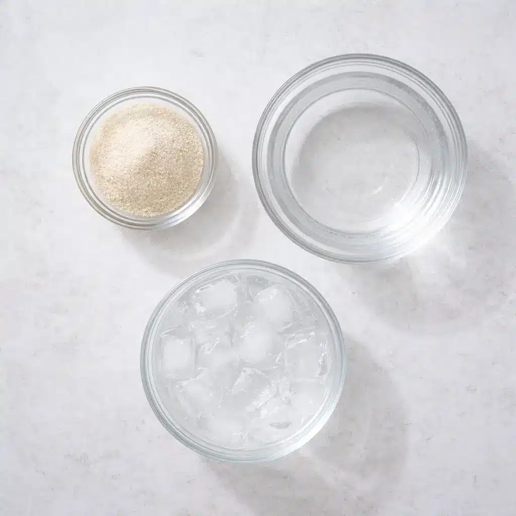 Ingredients needed for the ice and gelatin trick recipe