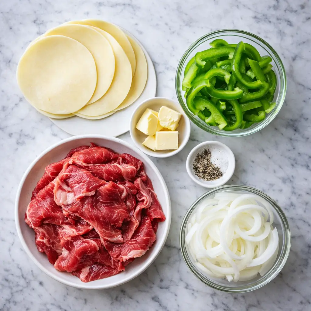 ingredients for keto Philly cheesesteak roll ups