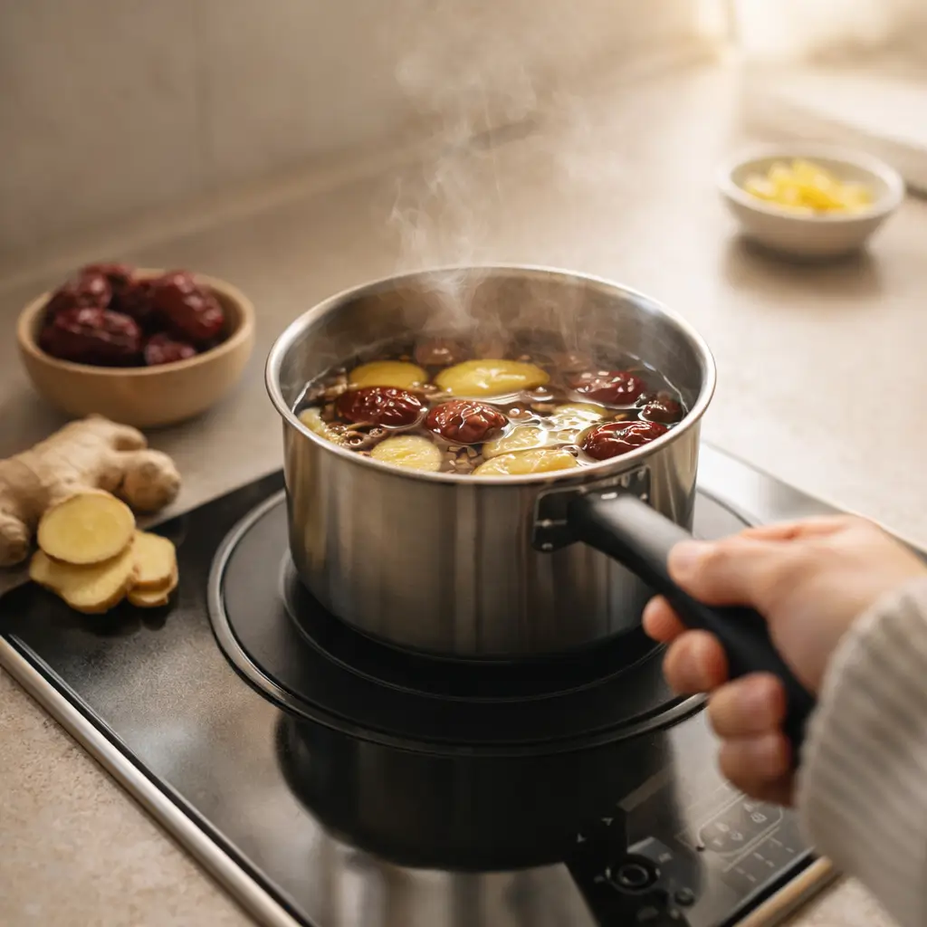 Preparing a Korean retinol tea recipe at home
