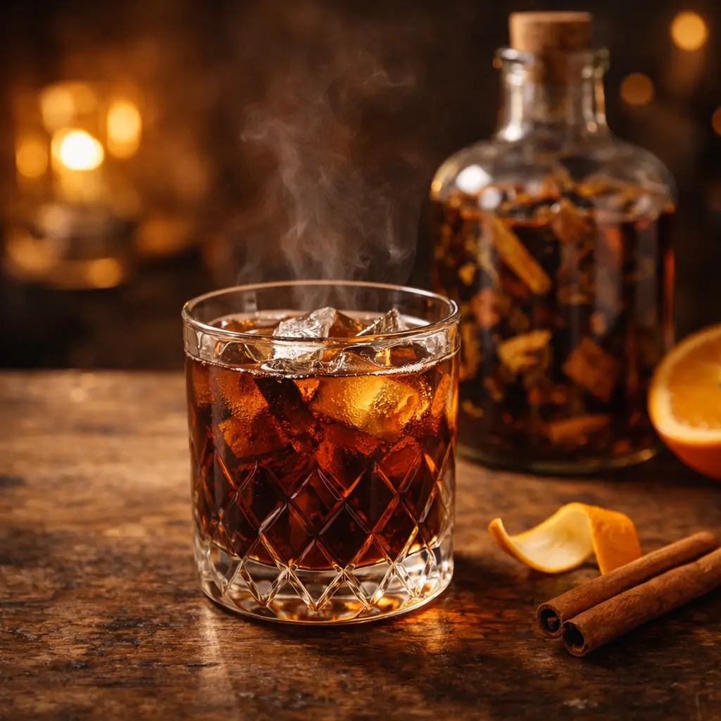 Mamajuana cocktail served traditionally in a small glass