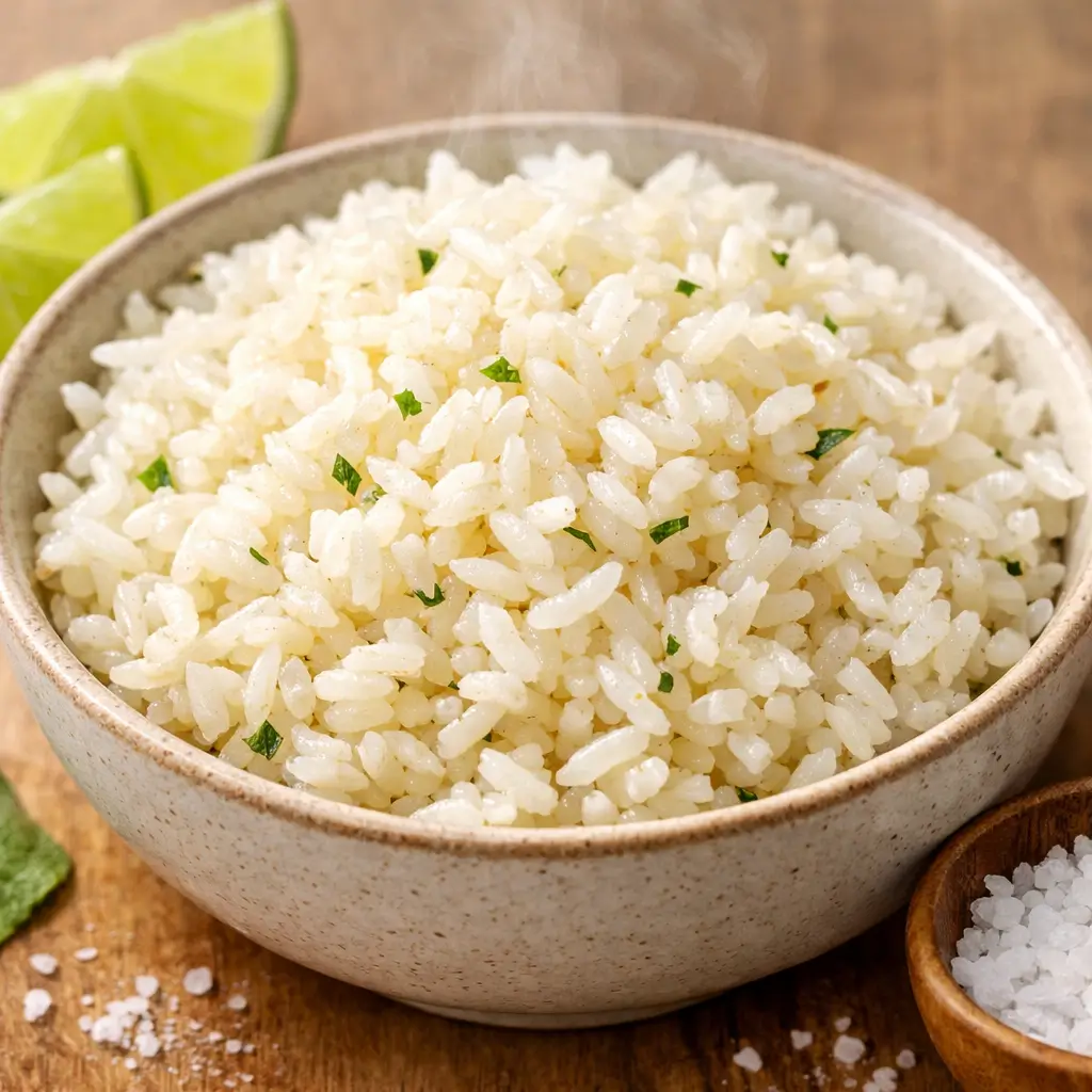 Moe’s seasoned rice recipe made at home with fluffy citrus-seasoned rice
