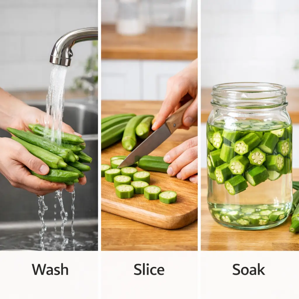 steps to make okra water recipe at home