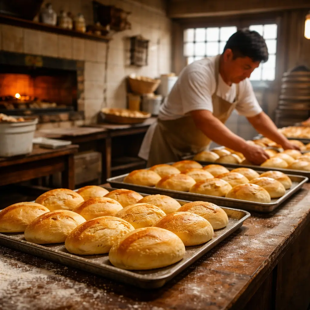 Traditional Peruvian bakery with fresh peruvian pan frances recipe