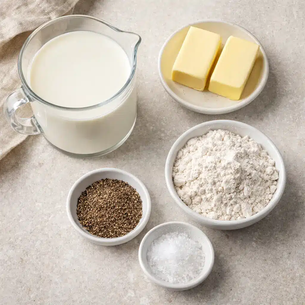 Ingredients used to make Texas Roadhouse cream gravy