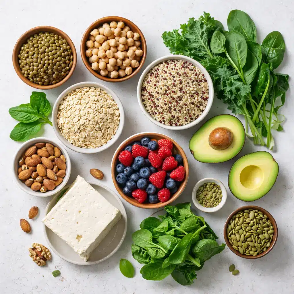 Whole-food ingredients used in vegan recipes for losing weight
