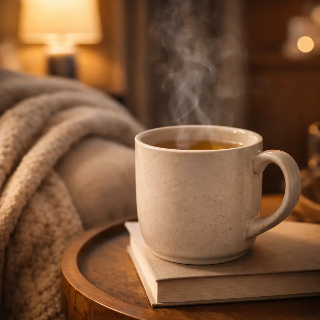 Enjoying medicine ball tea at home during a relaxing evening