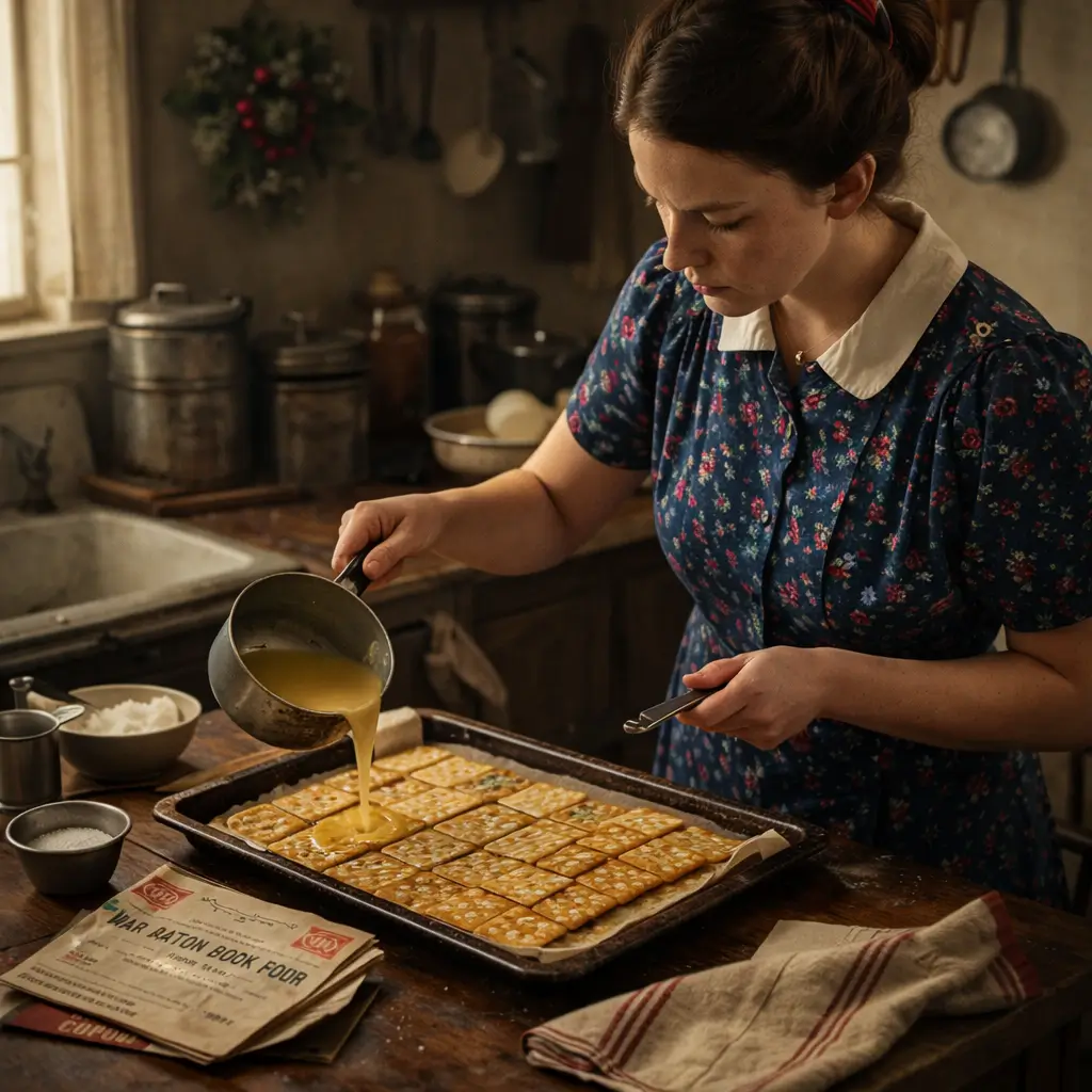 American home cooking during World War II rationing at Christmas
