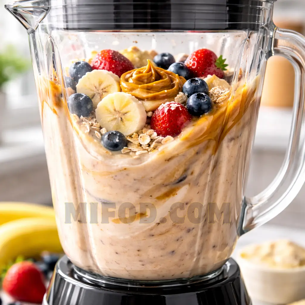 Blending the dude perfect smoothie recipe in a kitchen blender
