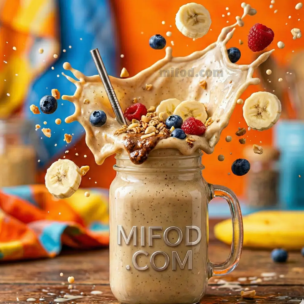 Dude perfect smoothie recipe high protein peanut butter banana smoothie in mason jar