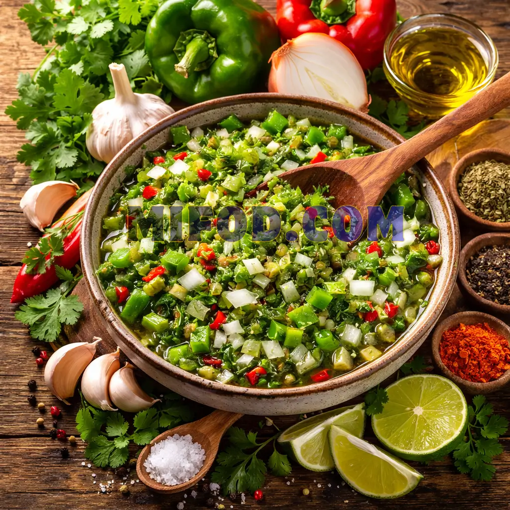 Traditional sofrito ingredients for Puerto Rican turkey seasoning