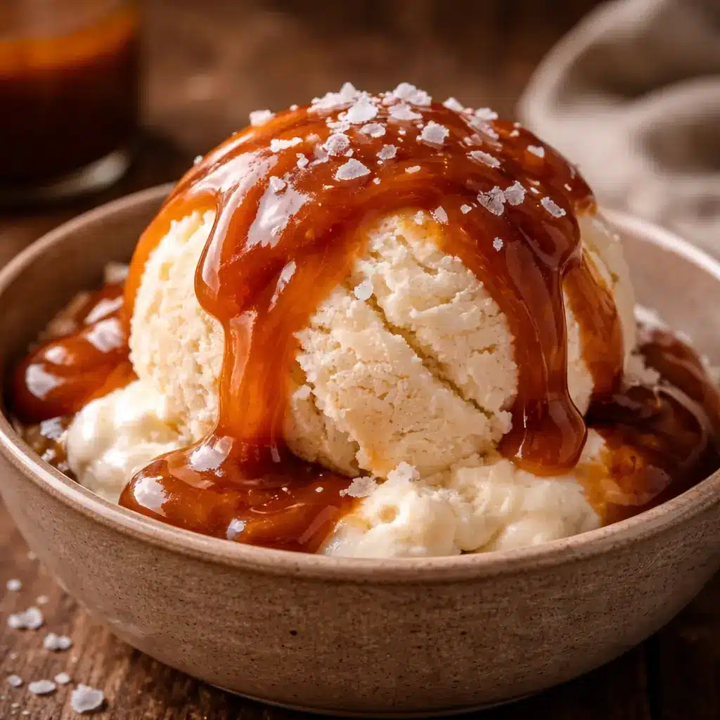 Salted coconut sugar caramel sauce over ice cream