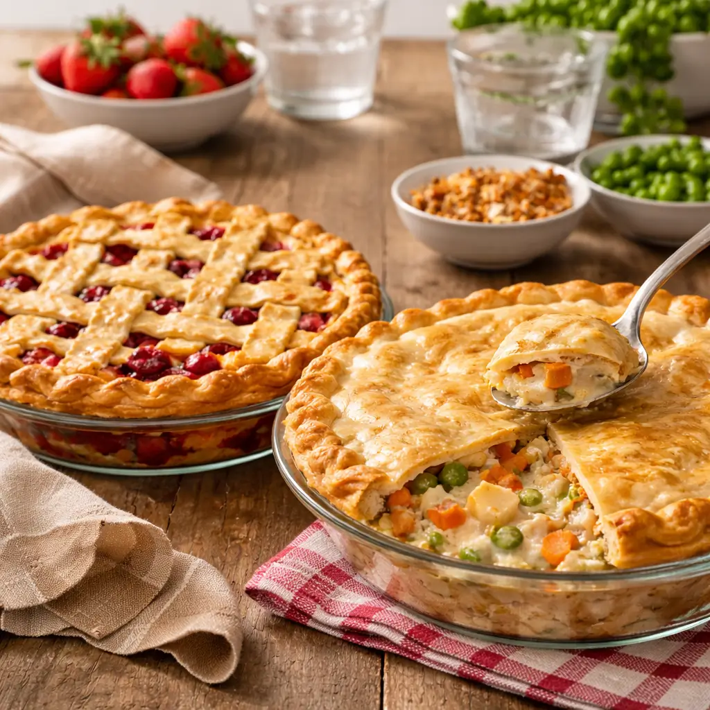 Sweet and savory pies using the same crust