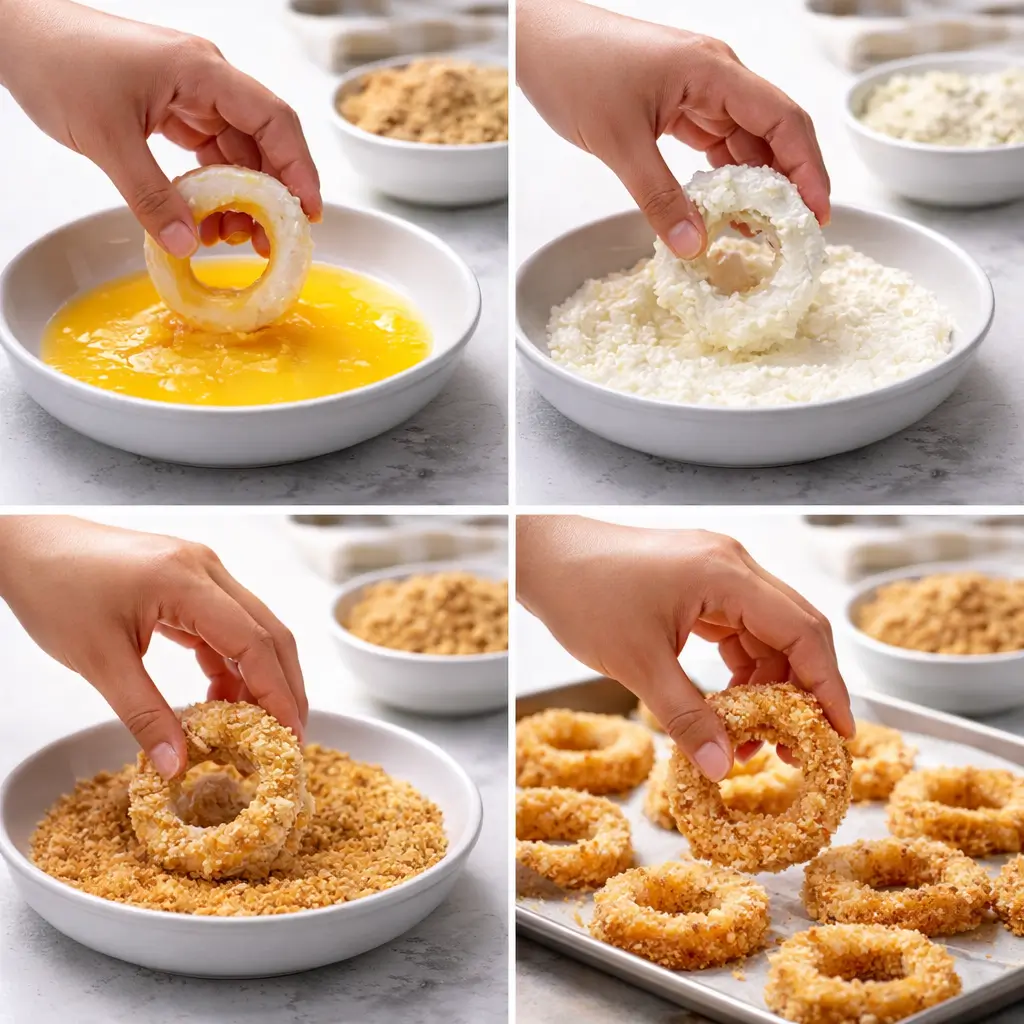 how to make cottage cheese onion rings step by step