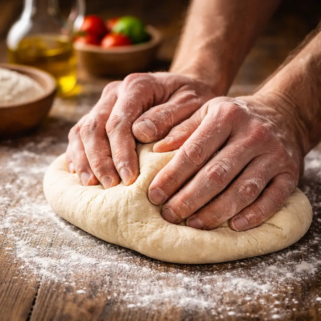 Kneading dough for Aldi pizza dough recipe at home