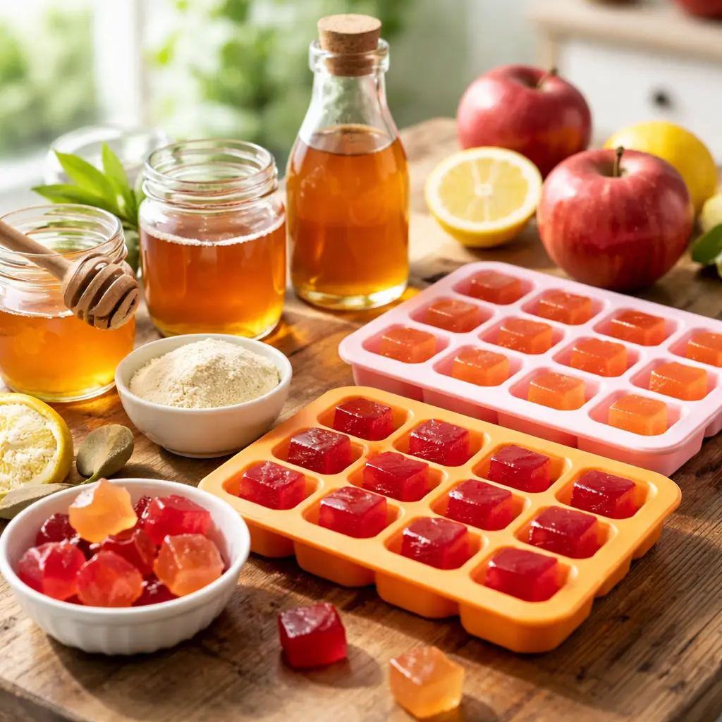 Homemade apple cider vinegar gummies made with natural ingredients