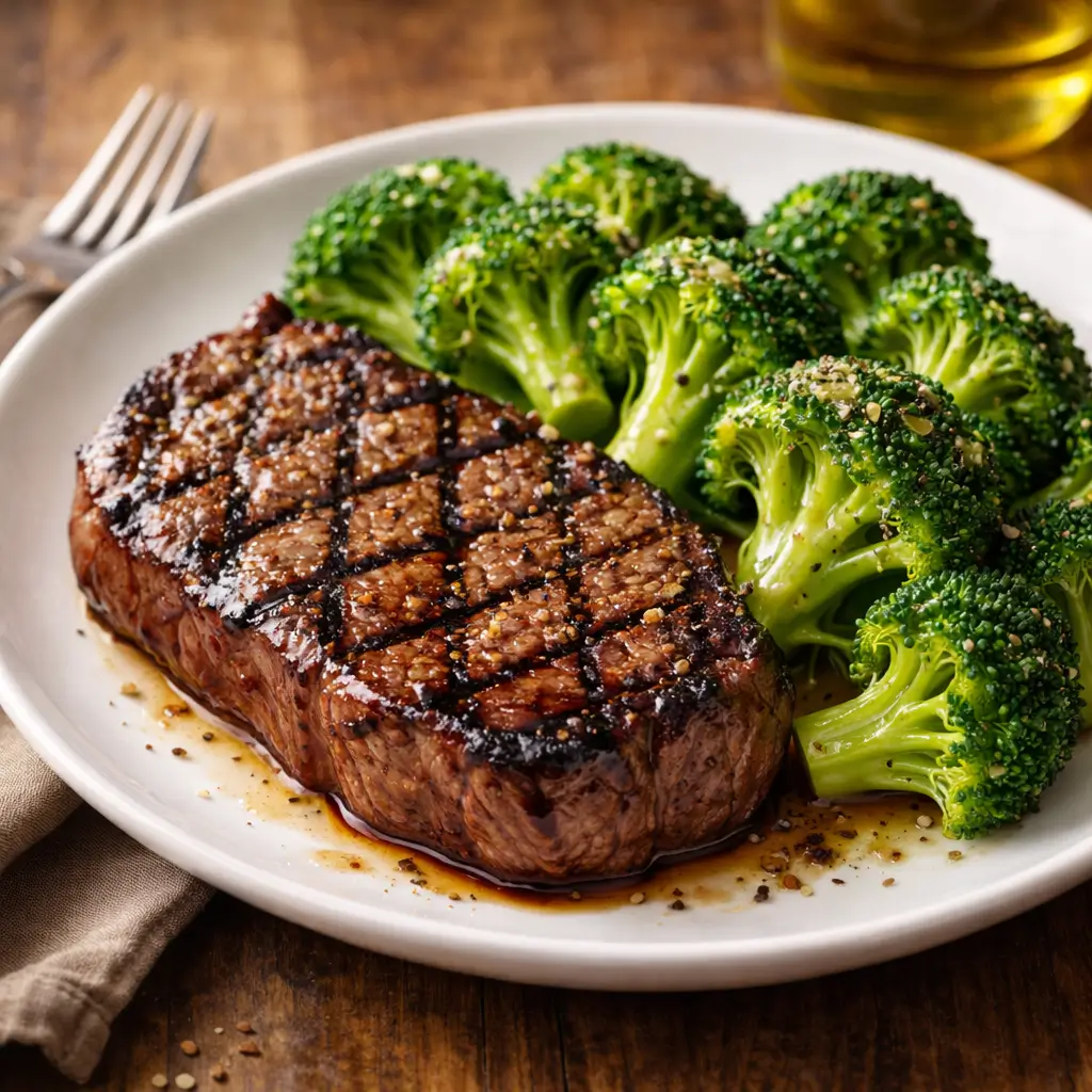 applebees broccoli recipe served with grilled steak dinner