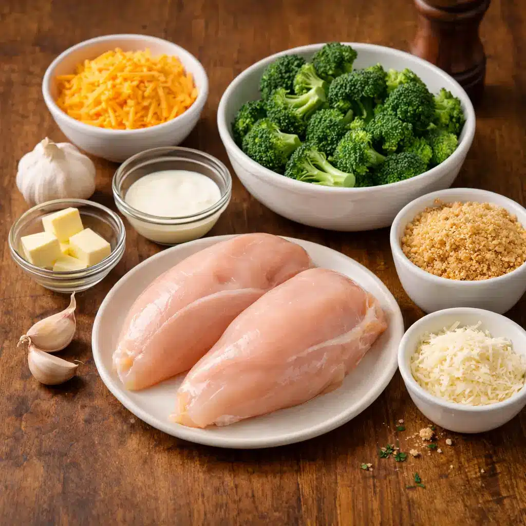 ingredients for barefoot contessa chicken divan recipe on kitchen table