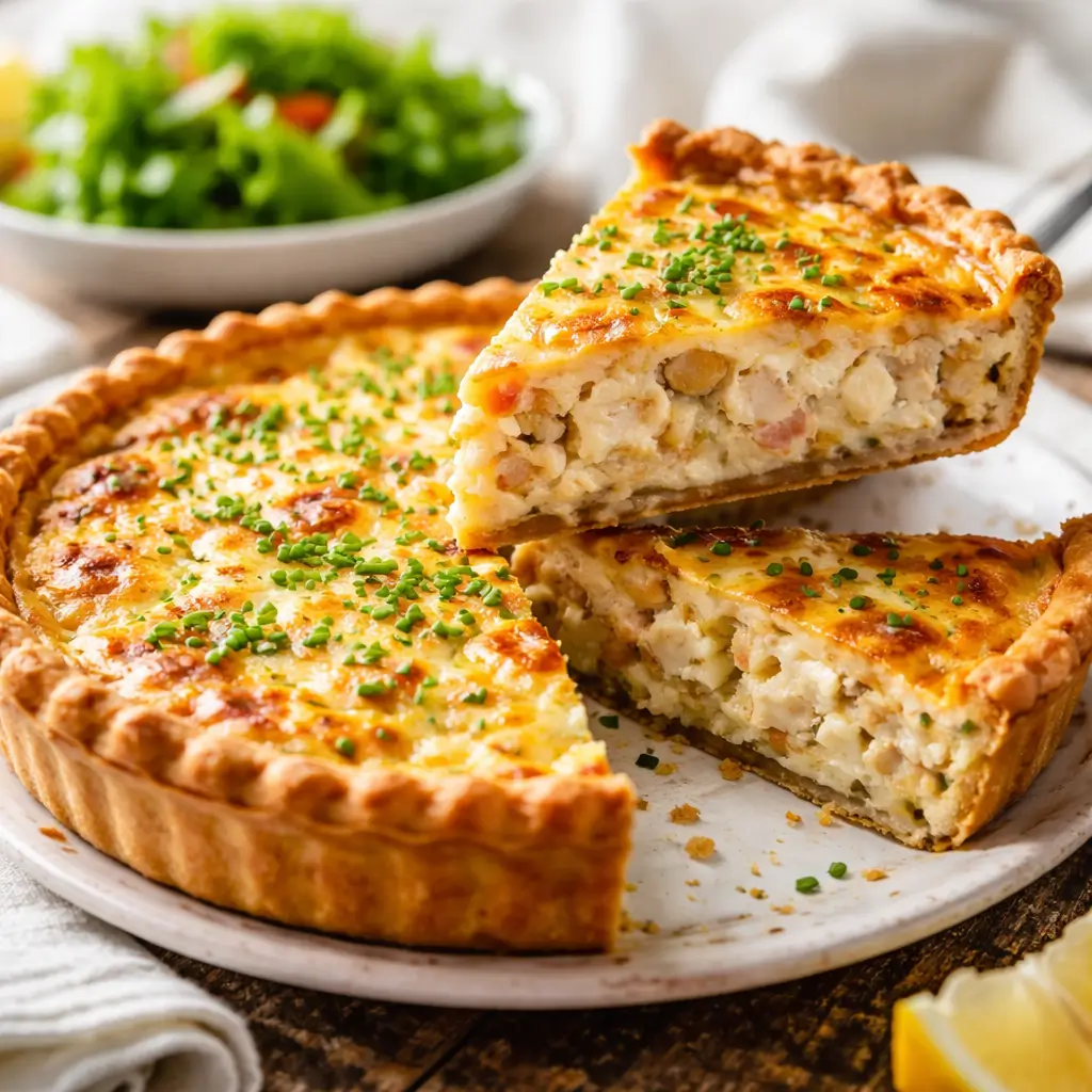 Barefoot contessa crab quiche with creamy filling and golden crust